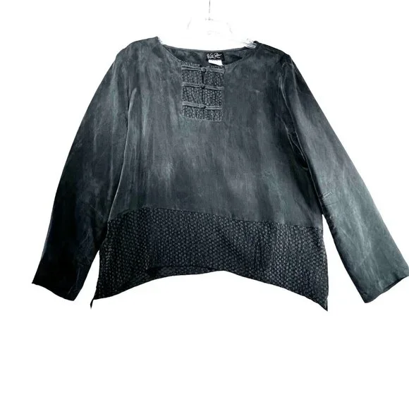 Vtg Wild Rose Midi Maxi Skirt Set 2 piece Womens 14 Gray Boho Rayon Textured USA - Picture 3 of 16